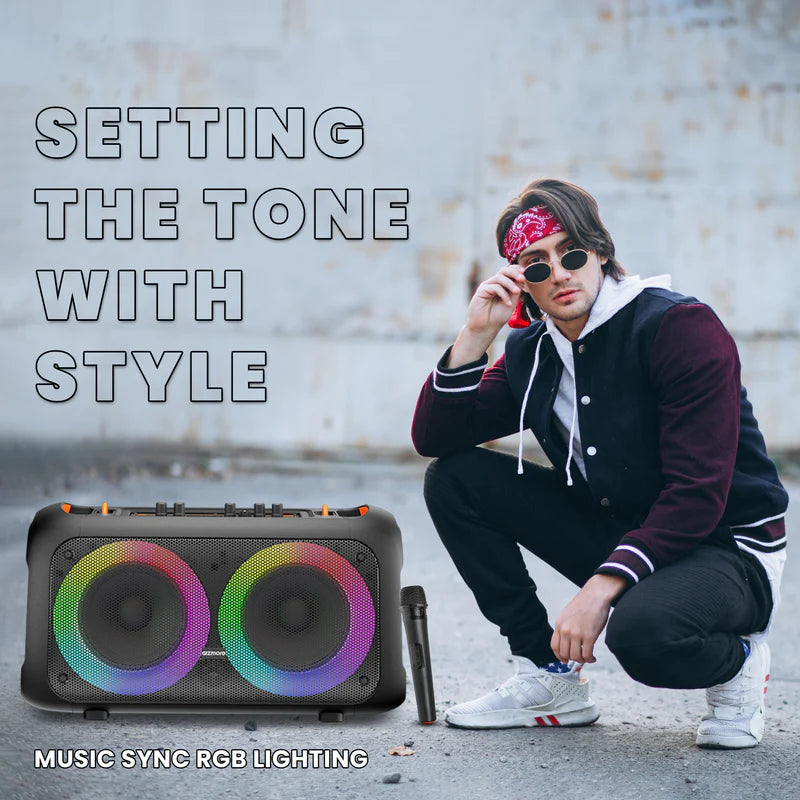 GIZMORE Trolley T3000 DRUMM 60 W Bluetooth Portable Party Speaker Up to 4 hrs Playtime with Digital LED Display, RGB Lights, Multi Connectivity USB, FM, AUX, SD Card and Wireless MIC GIZMORE Trolley T3000 DRUMM 60 W Bluetooth Portable Party Speaker Up to 4 hrs Playtime with Digital LED Display, RGB Lights, Multi Connectivity USB, FM, AUX, SD Card and Wireless MIC